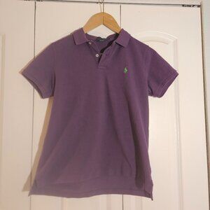 Ralph Lauren Polo Shirt Womens XL Purple "The Skinny Polo" Green Horse Logo